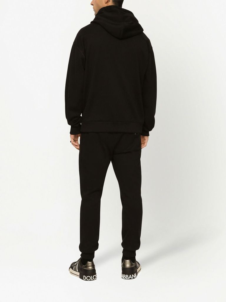 Shop Dolce & Gabbana Iconic Cotton Sweatshirt With Front Metal Label In Nero