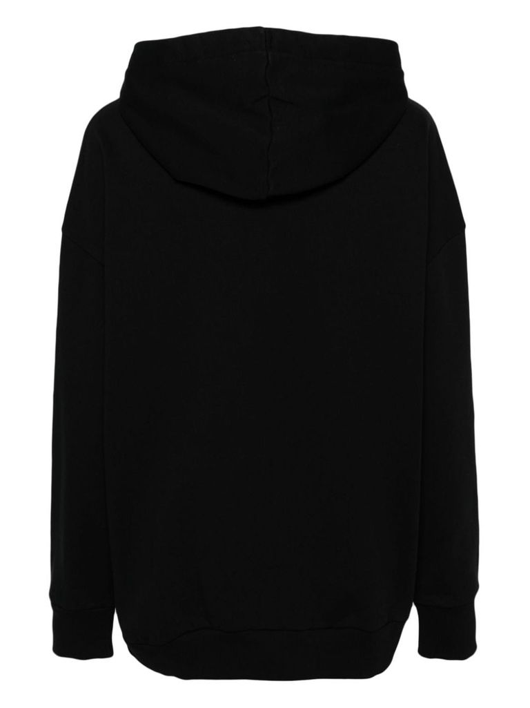 Shop Stella Mccartney Sustainable Cotton Hoodie With Front Printed Logo In Nero