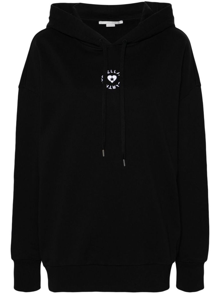 Shop Stella Mccartney Sustainable Cotton Hoodie With Front Printed Logo In Nero