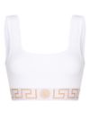 versace - Bra in cotone stretch con motivo greca