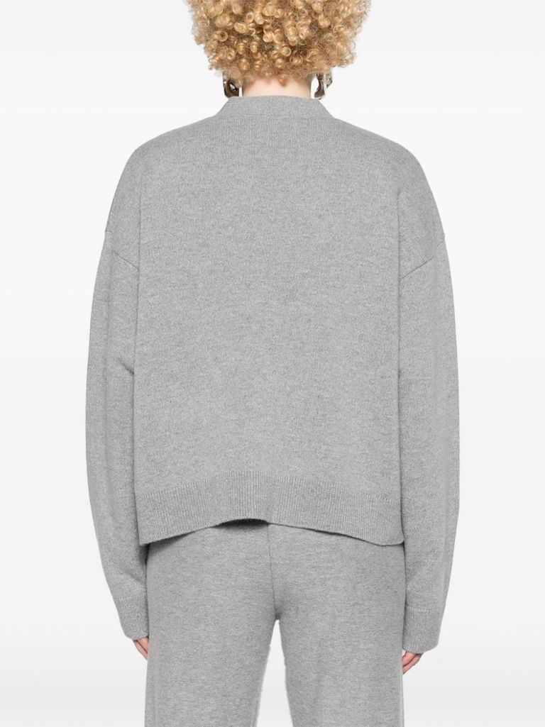 Shop Versace Boxy Wool And Cashmere Cardigan With Pockets In Grigio