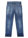 Slim-fit stretch cotton jeans with mid-rise and distressed detailing