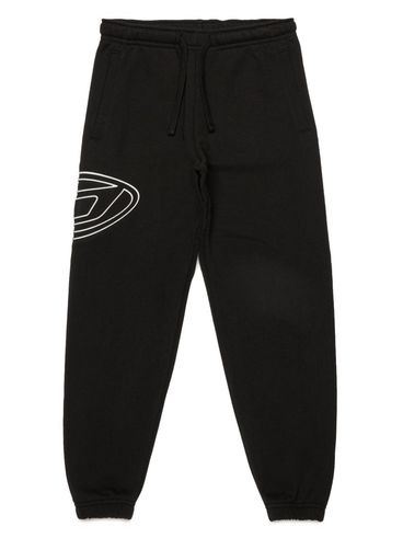 Pantaloni sportivi in cotone con logo ricamato laterale a contrasto