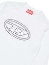 Long-sleeved cotton T-shirt with front printed Oval-D logo