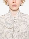 Silk blouse with baroque print and bow