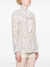 Silk blouse with baroque print and bow