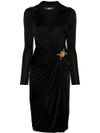 Midi wrap dress in viscose with Medusa plaque