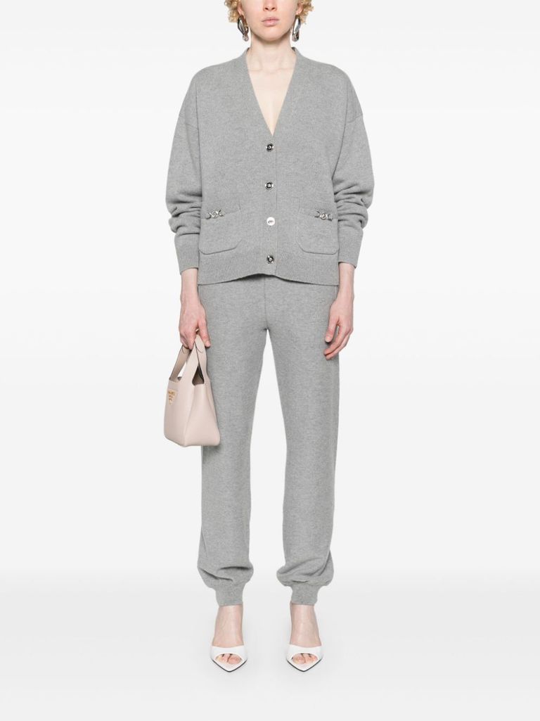 Shop Versace Virgin Wool And Cashmere Sweatpants With Elastic Waistband In Grigio