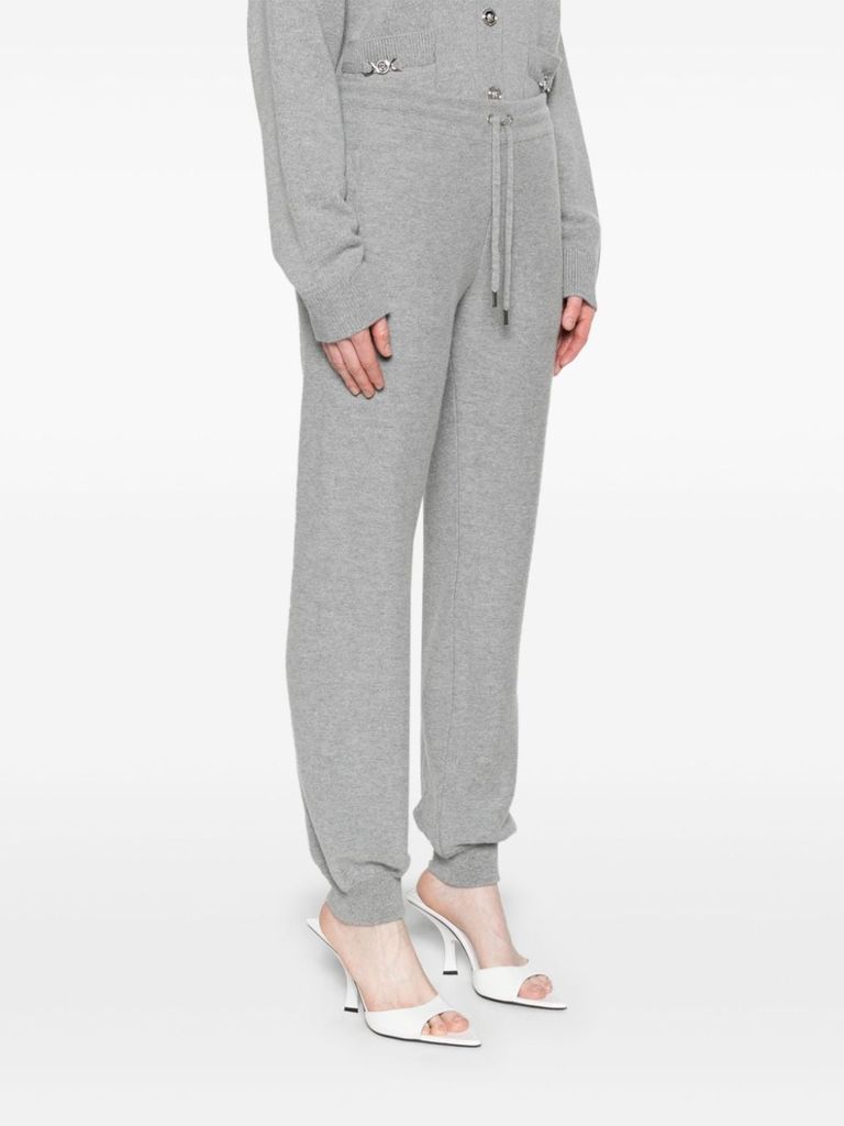 Shop Versace Virgin Wool And Cashmere Sweatpants With Elastic Waistband In Grigio