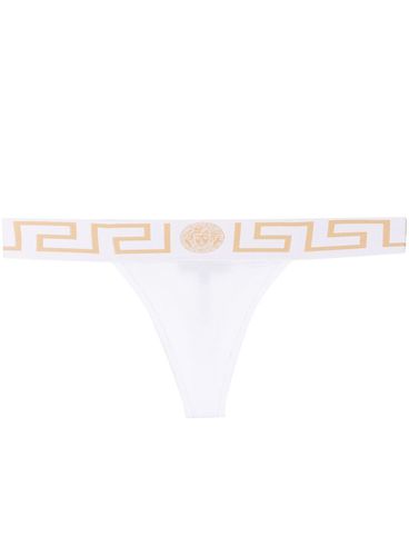 Stretch cotton thong with Greek border