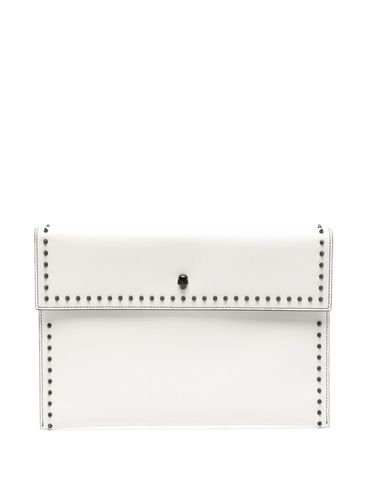 Calf leather clutch bag with studs