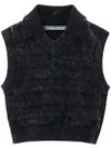 Cotton vest with intarsia logo