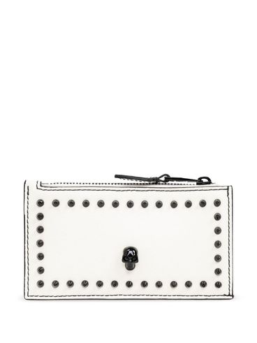 Calf leather wallet with pointed studs
