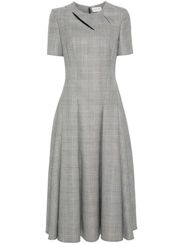 Midi wool dress with check print