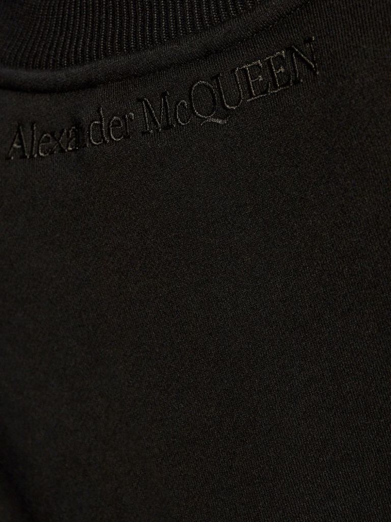 Shop Alexander Mcqueen Cotton Crewneck Sweatshirt With Cut-out Detail In Nero