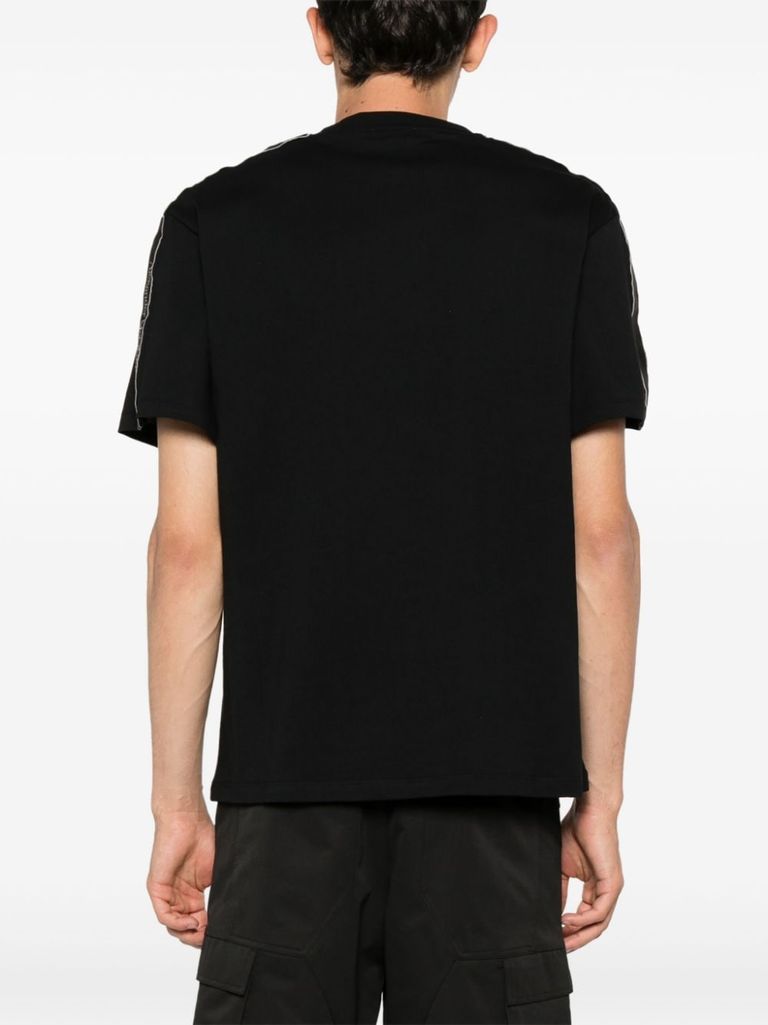 Shop Alexander Mcqueen Crewneck Cotton T-shirt With Printed Logo In Nero