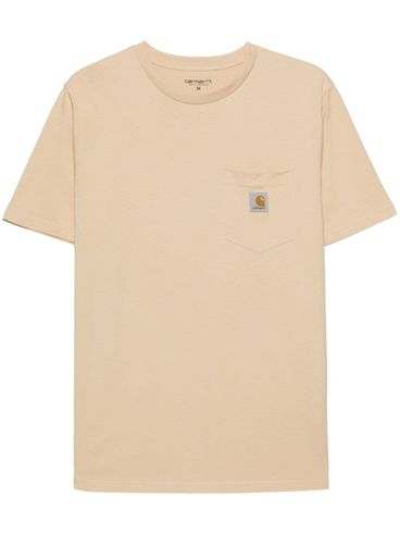 T-shirt in cotone con tasca e logo