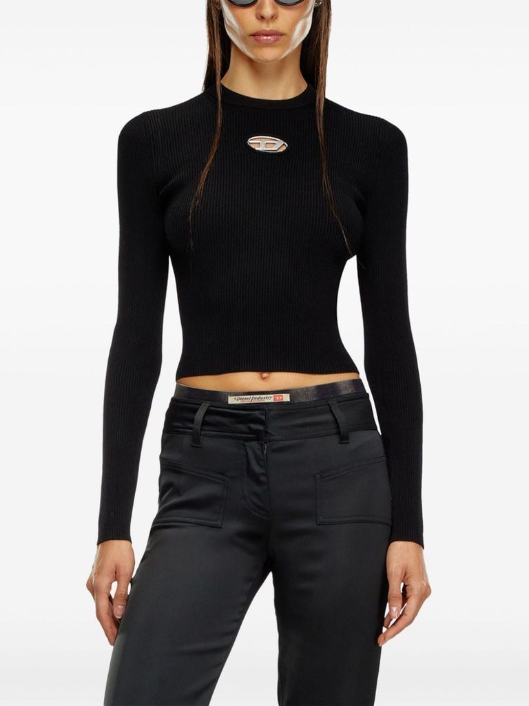 Shop Diesel Ribbed Viscose Blend A-valari Top In Nero