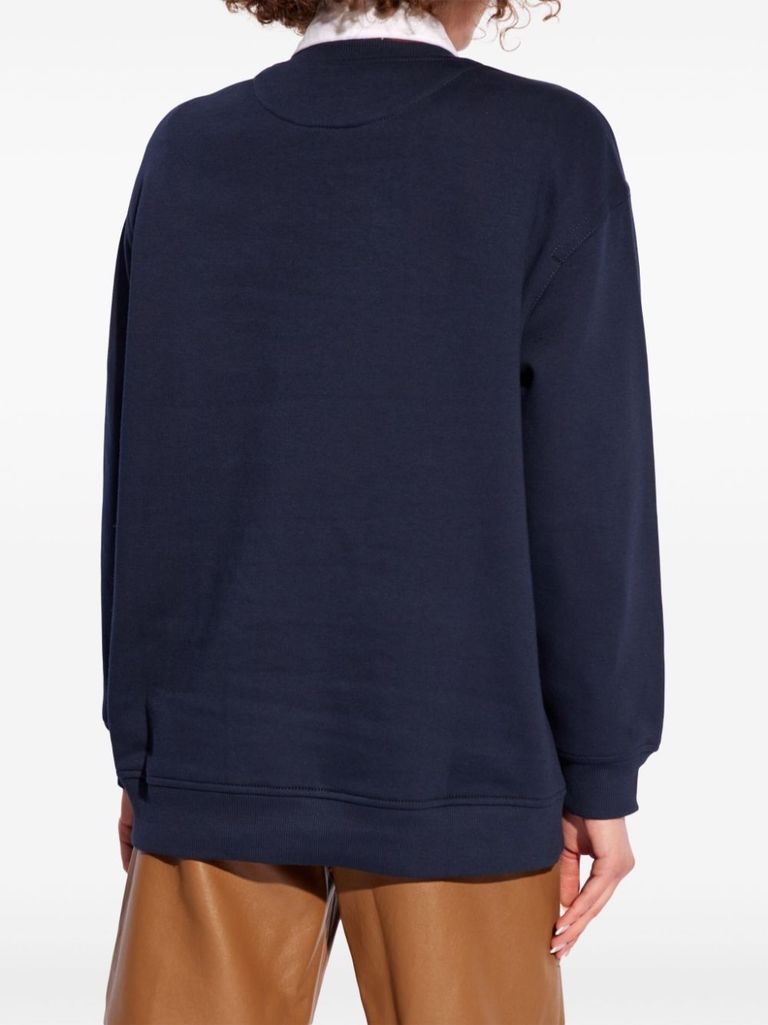 Shop Etro Crewneck Cotton Sweatshirt With Embroidery In Blu