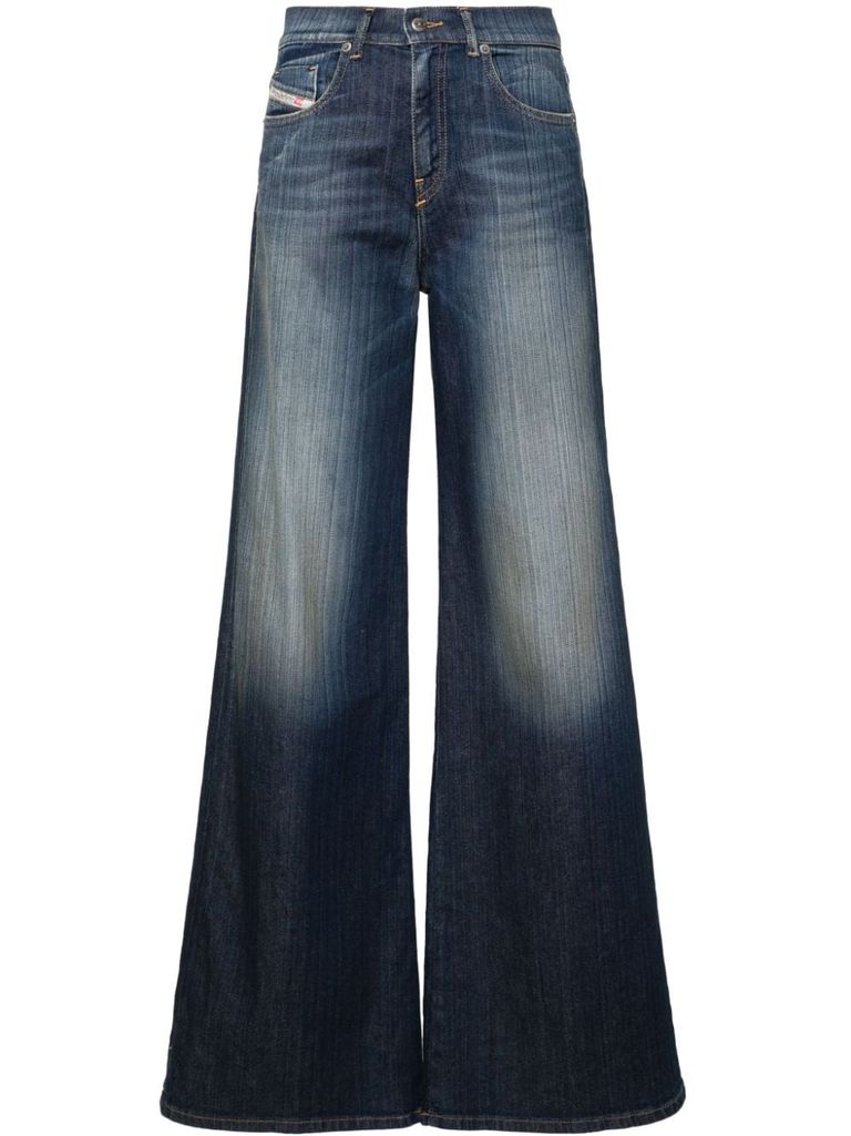 Shop Diesel Flared D-akemi 1978 Cotton Jeans In Blu