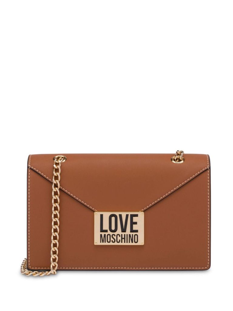 Shop Love Moschino Synthetic Leather Shoulder Bag In Marrone