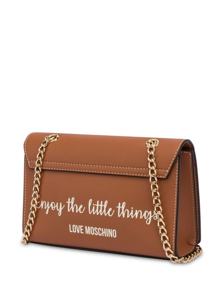 Shop Love Moschino Synthetic Leather Shoulder Bag In Marrone