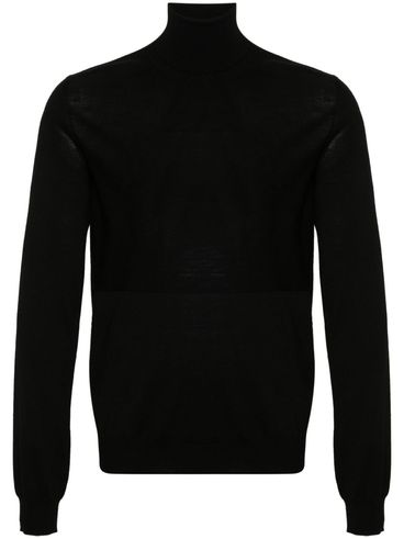 Fine knit virgin wool sweater with high neck