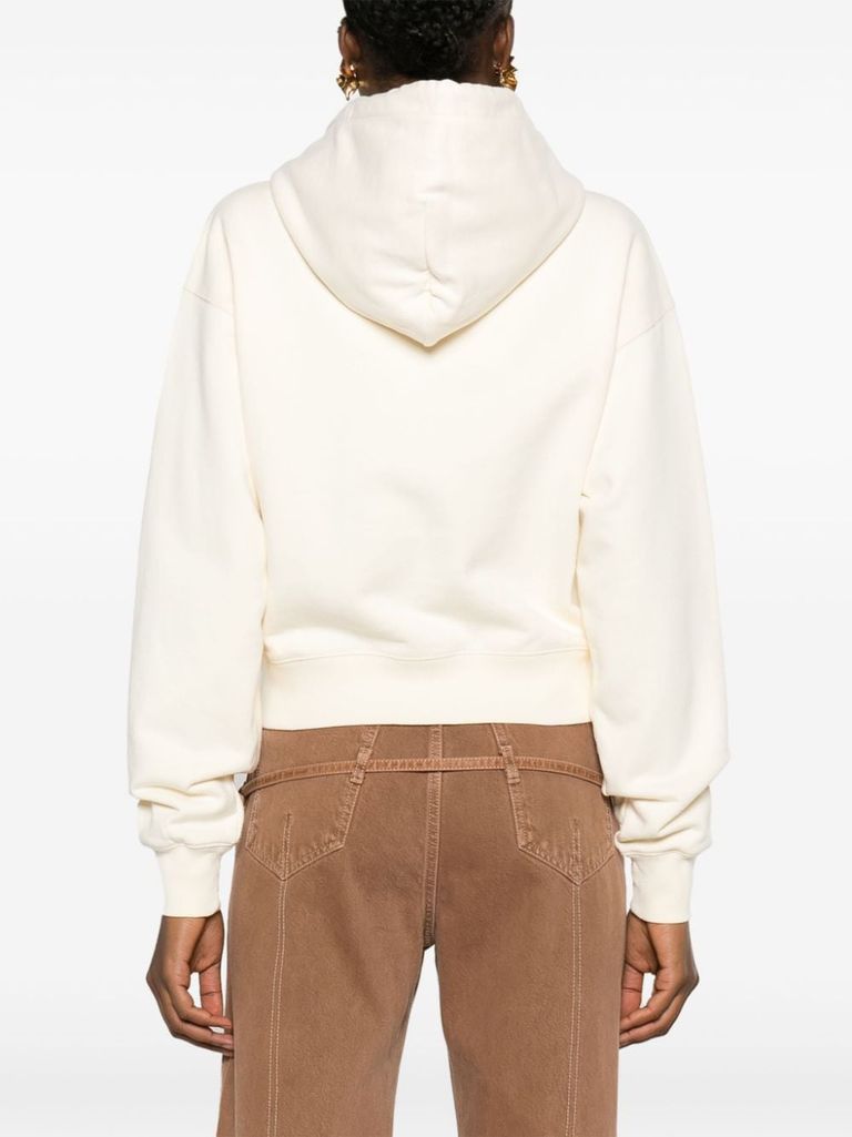 Shop Jacquemus Le Hoodie Gros Grain Sweatshirt In Cotton With Hood And Logo In Beige