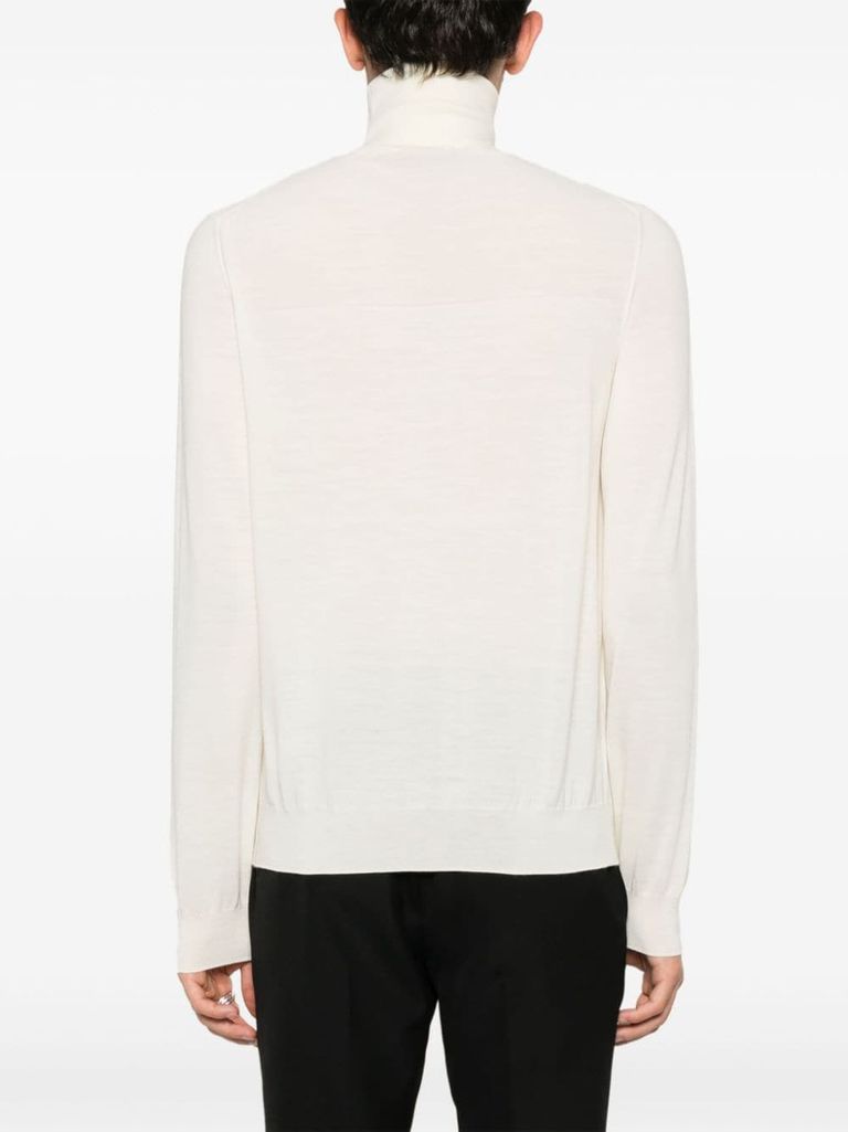 Shop Jil Sander Fine Knit Virgin Wool Sweater With High Neck In Grigio