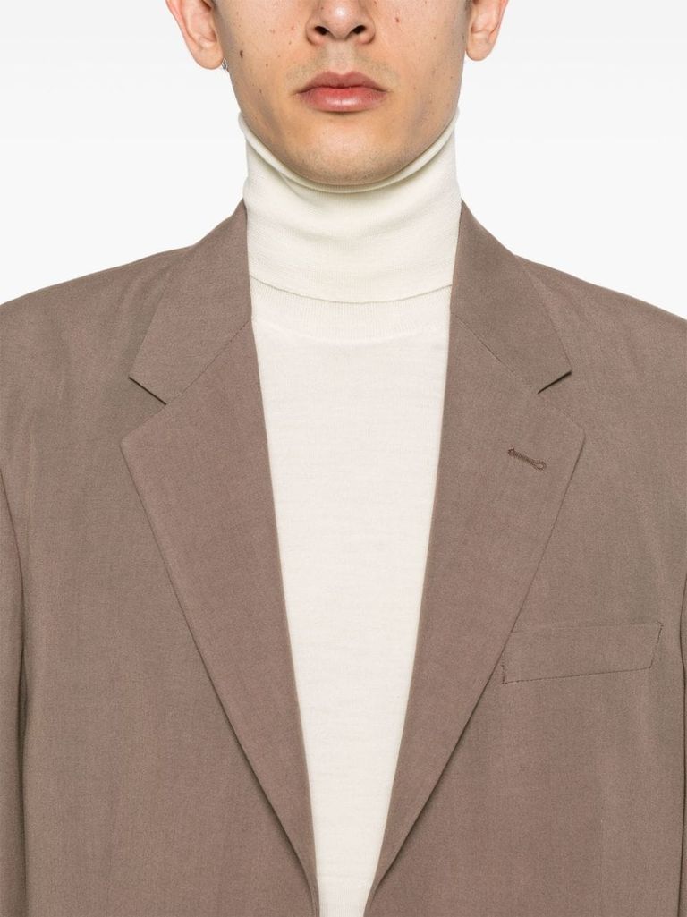 Shop Jil Sander Fine Knit Virgin Wool Sweater With High Neck In Grigio