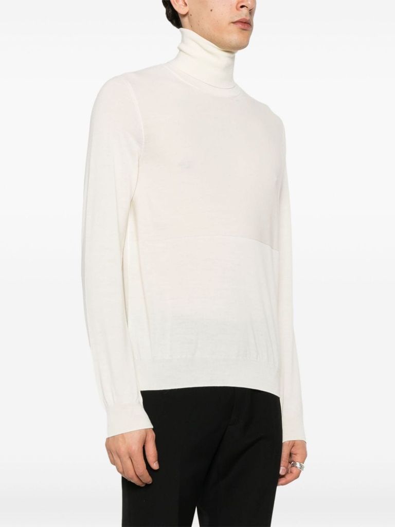 Shop Jil Sander Fine Knit Virgin Wool Sweater With High Neck In Grigio