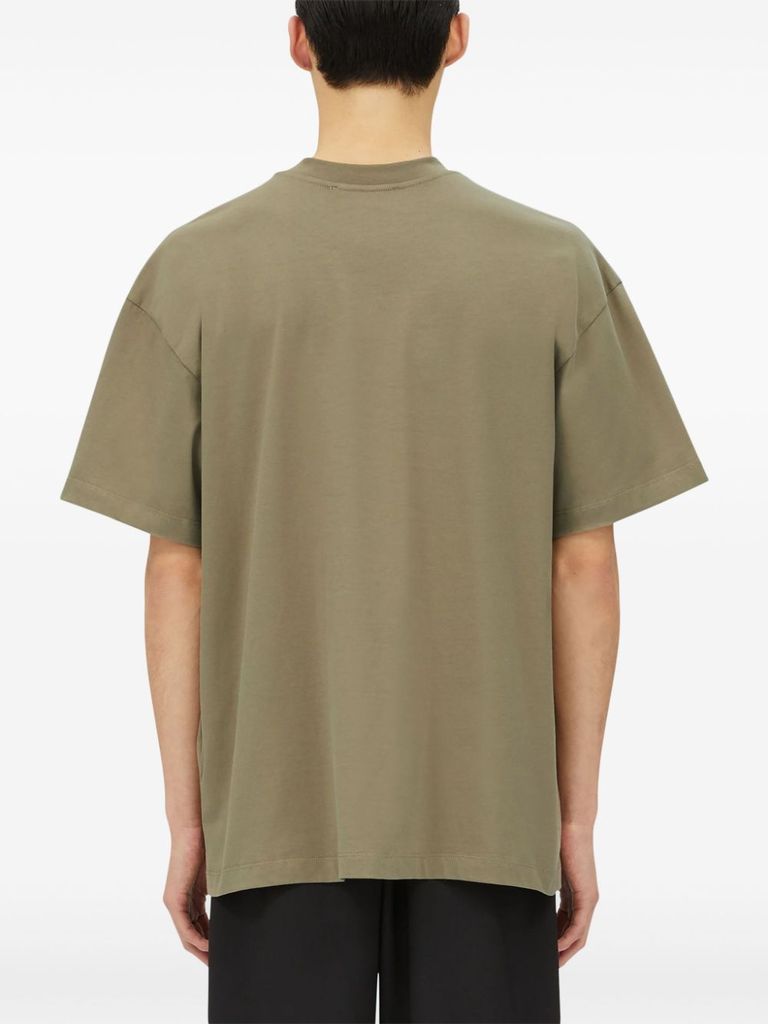 Shop Msgm Cotton T-shirt With Printed Logo In Verde