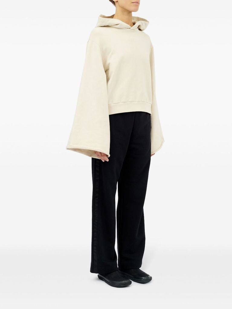 Shop Mm6 Maison Margiela Cotton Sweatshirt With Wide Sleeves In Beige