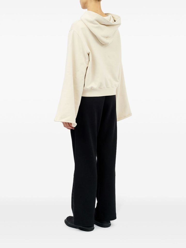 Shop Mm6 Maison Margiela Cotton Sweatshirt With Wide Sleeves In Beige