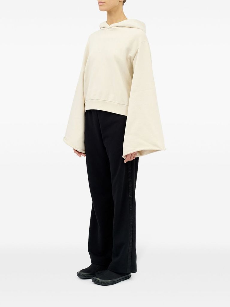 Shop Mm6 Maison Margiela Cotton Sweatshirt With Wide Sleeves In Beige