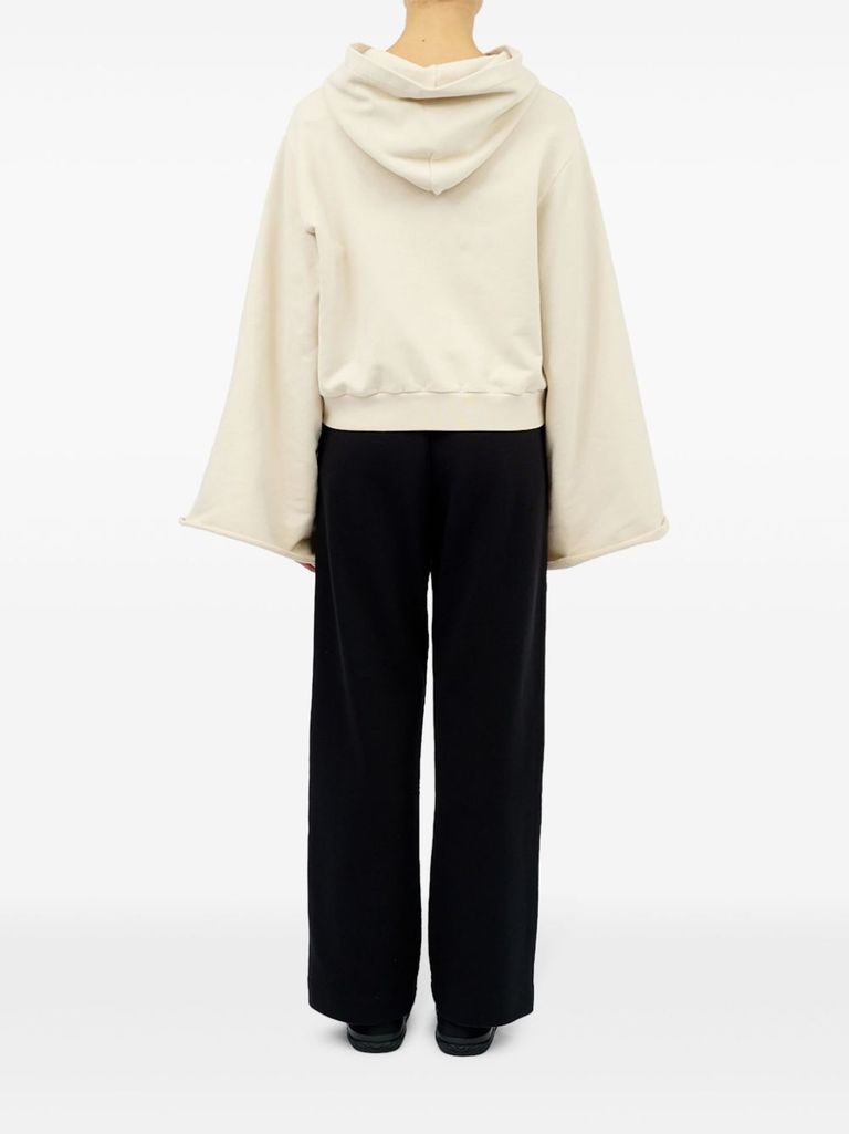 Shop Mm6 Maison Margiela Cotton Sweatshirt With Wide Sleeves In Beige