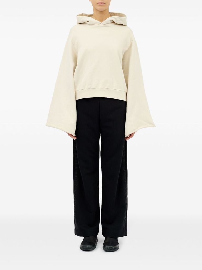 Shop Mm6 Maison Margiela Cotton Sweatshirt With Wide Sleeves In Beige