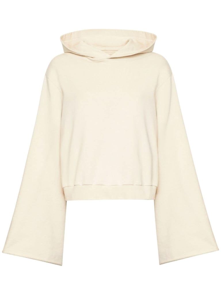 Shop Mm6 Maison Margiela Cotton Sweatshirt With Wide Sleeves In Beige