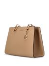 Cynthia calf leather tote bag with logo charm