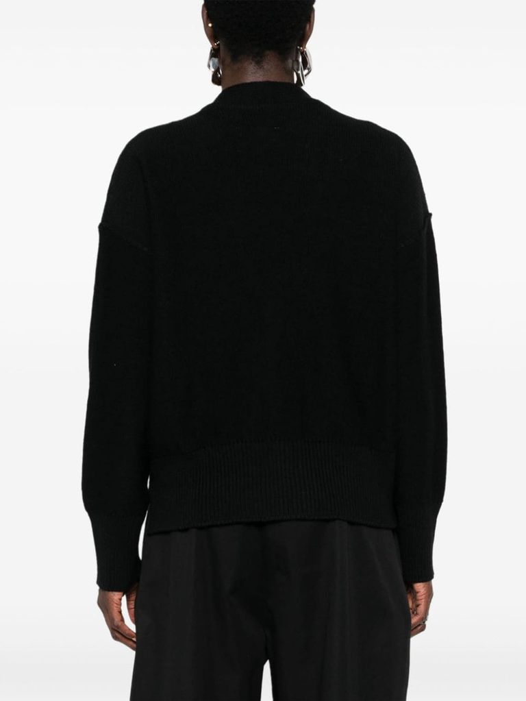 Shop Mm6 Maison Margiela Virgin Wool Cardigan With Cut-out Detail In Nero