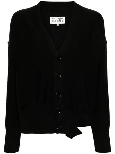 Virgin wool cardigan with cut-out detail