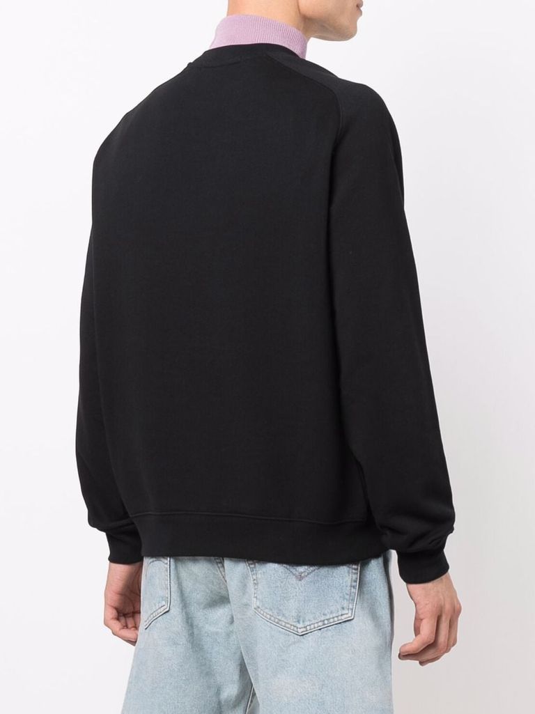 Shop Msgm Cotton Crewneck Sweatshirt With Printed Logo In Nero