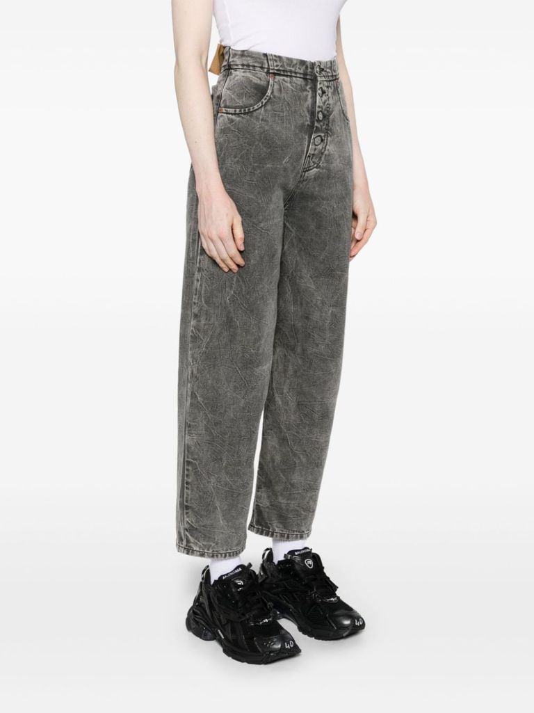 Shop Mm6 Maison Margiela High-waisted Cotton Boyfriend Jeans In Grigio