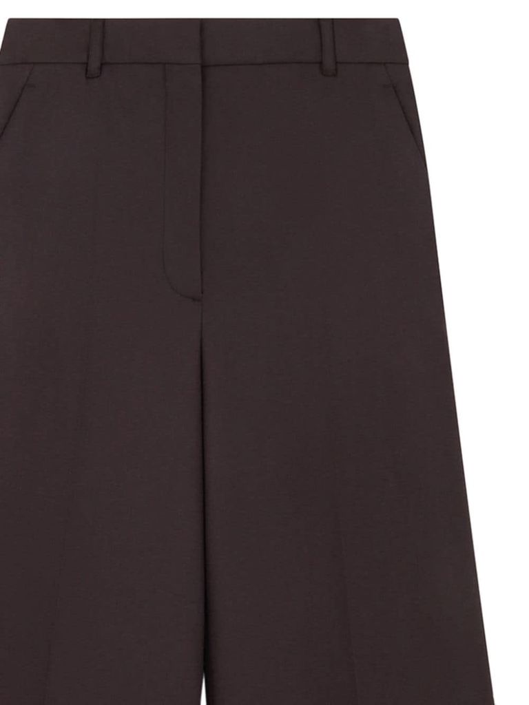 Shop Stella Mccartney Wool Trousers With Mid-rise Waist And Flared Hem In Marrone