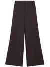 Wool trousers with mid-rise waist and flared hem