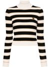 Striped viscose turtleneck sweater