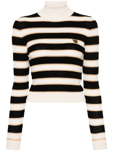 Striped viscose turtleneck sweater