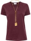 T-shirt in cotone con collana con logo