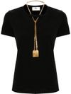 T-shirt in cotone con collana con logo