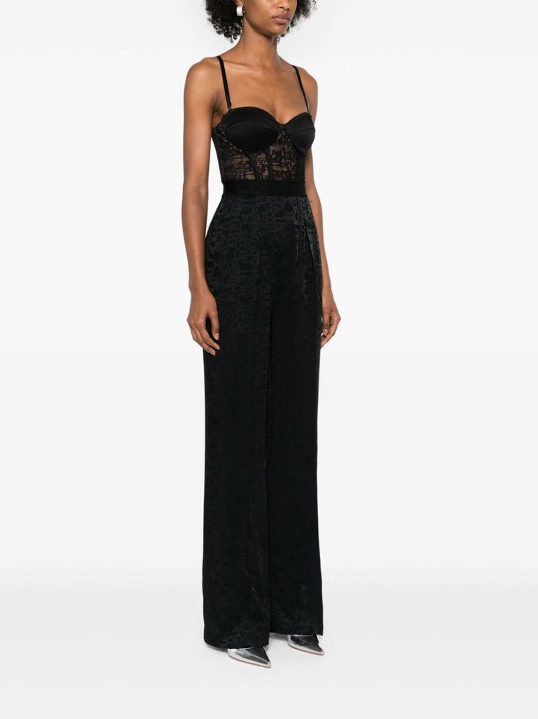 Full bodysuit with jacquard effect and lace